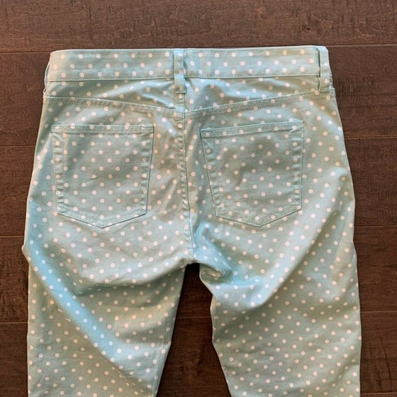 J Crew Cropped Matchstick Stretch Jeans Mint Polka - Picture 5 of 10